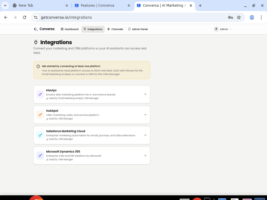 Conversa integrations catalog